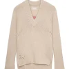 ZADIG & VOLTAIRE Pull Valmy Amour Laine Beige Mastic 16