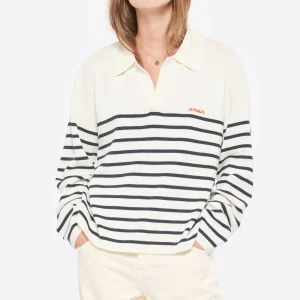 MAISON LABICHE Pull Mondovie Amour Laine Écru Bleu 8