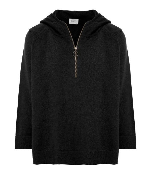 MAEVY MOUVEMENT LIBRE Pull Rivière Laine Noir 1