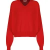 LOULOU STUDIO Pull Col V Cachemire Rouge 19