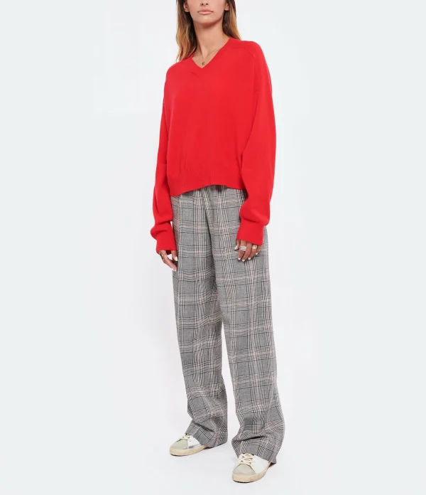 LOULOU STUDIO Pull Col V Cachemire Rouge 5