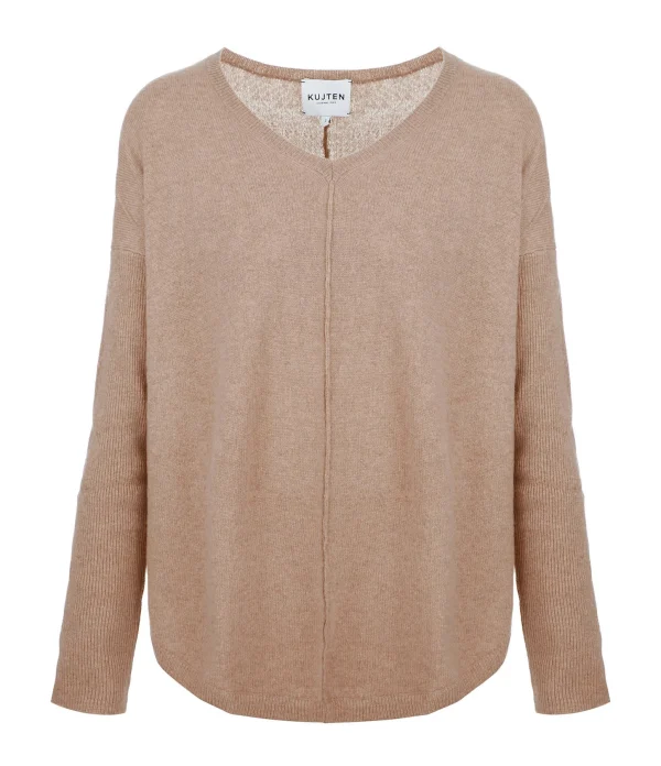 KUJTEN Pull Misha Col V Oversize Cachemire Camel 1