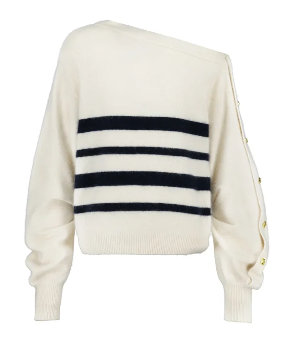 MES DEMOISELLES Pull Rayures Laine Jan Marine Blanc 1