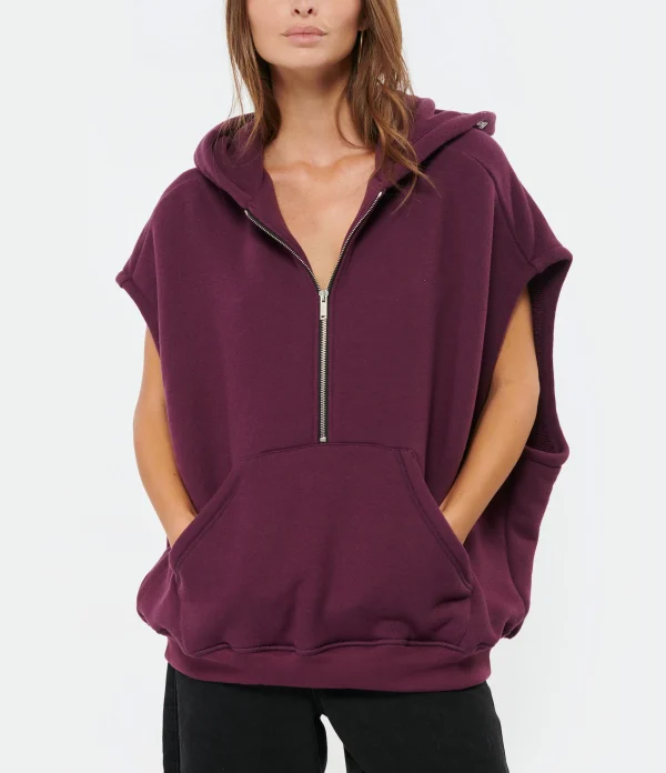 HALFBOY Sweatshirt Sans Manches Hoodie Coton Violet 3