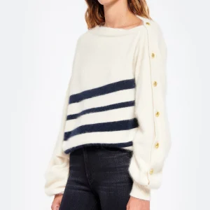 MES DEMOISELLES Pull Rayures Laine Jan Marine Blanc 11