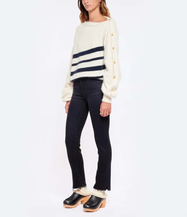 MES DEMOISELLES Pull Rayures Laine Jan Marine Blanc 5