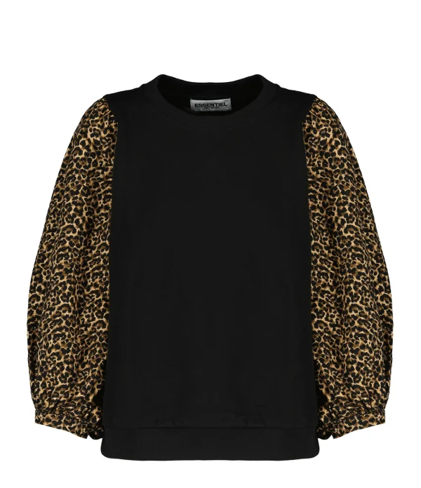 ESSENTIEL ANTWERP Sweat Crema Coton Noir 1