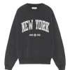 ANINE BING Sweatshirt Ramona NY Coton Organique Noir Délavé 19