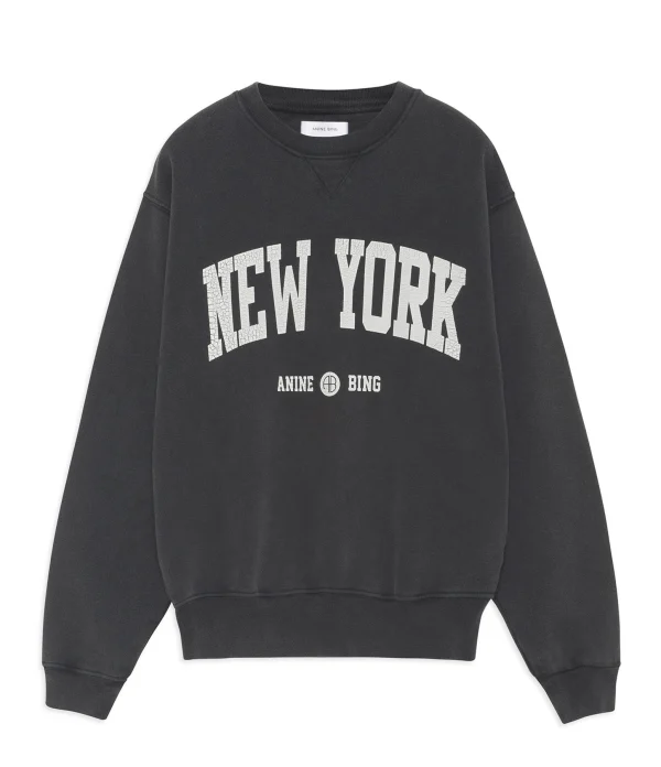 ANINE BING Sweatshirt Ramona NY Coton Organique Noir Délavé 1