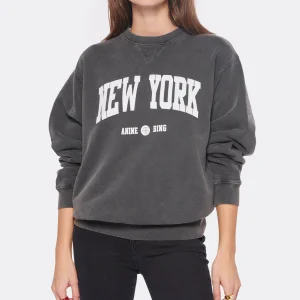 ANINE BING Sweatshirt Ramona NY Coton Organique Noir Délavé 8