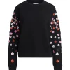 ESSENTIEL ANTWERP Sweatshirt Camp Manches Fleurs Sequin Coton Noir 17