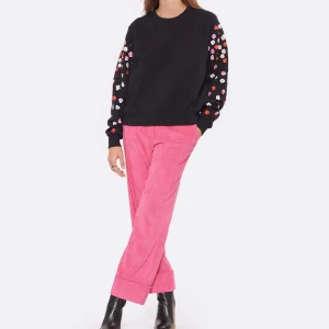 ESSENTIEL ANTWERP Sweatshirt Camp Manches Fleurs Sequin Coton Noir 10