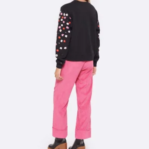 ESSENTIEL ANTWERP Sweatshirt Camp Manches Fleurs Sequin Coton Noir 12