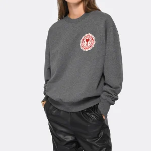 AMI PARIS Sweatshirt Unisexe Coton Recyclé Gris Chiné 11