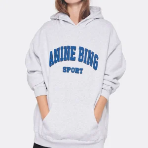 ANINE BING Sweatshirt Hoodie Tyler Coton Gris 8