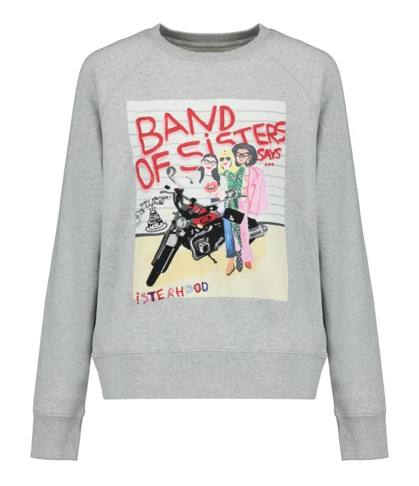 Sweatshirt Upper Coton Gris Chiné, Collaboration Zadig & Voltaire X Band Of Sisters 1