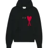 AMI PARIS Pull Hoodie Unisexe Ami De Cœur Laine Noir Rouge 16