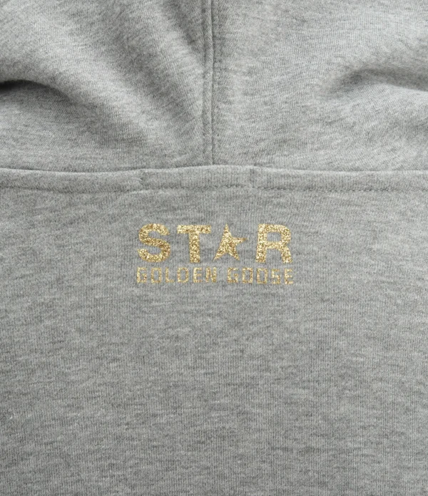 GOLDEN GOOSE Sweatshirt Enfant Zip Star Coton Gris Doré 4