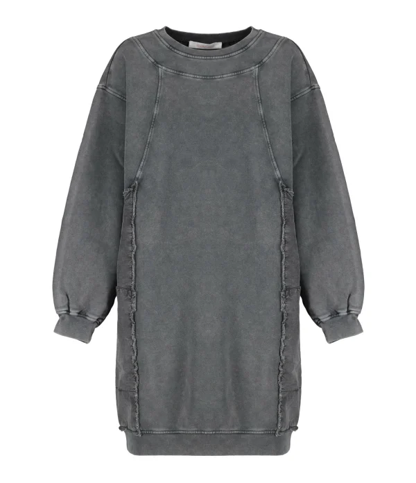 SEE BY CHLOE Robe Sweatshirt Long Coton Gris 1