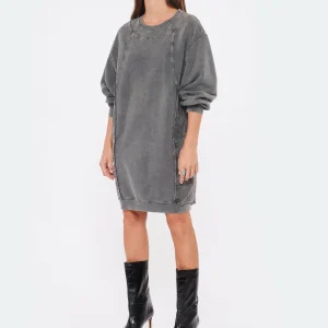 SEE BY CHLOE Robe Sweatshirt Long Coton Gris 10