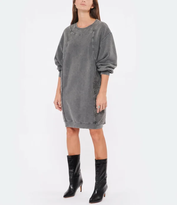 SEE BY CHLOE Robe Sweatshirt Long Coton Gris 4