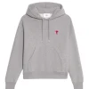 AMI PARIS Sweatshirt Hoodie Unisexe Ami De Cœur Coton Bio Gris Chiné 17