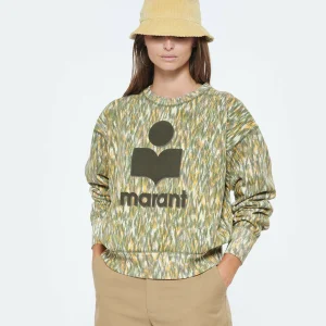 ISABEL MARANT ÉTOILE Sweatshirt Mobyli Coton Imprimé Kaki 11