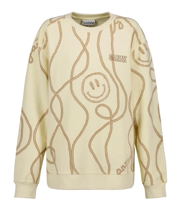 GANNI Sweatshirt Software Isoli Imprimé Beige 1