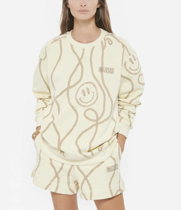 GANNI Sweatshirt Software Isoli Imprimé Beige 4