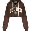 GOLDEN GOOSE Sweatshirt Hoodie Journey Crop Coton Marron Café 23