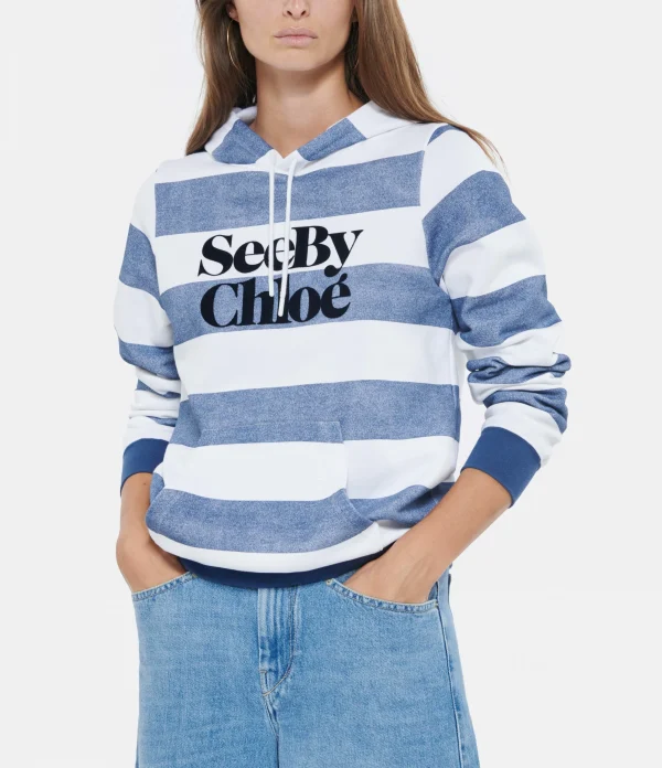 SEE BY CHLOE Sweatshirt Rayures Coton Bleu 4