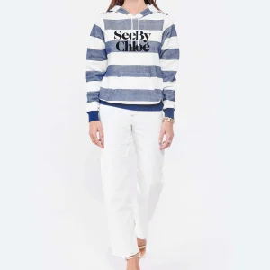 SEE BY CHLOE Sweatshirt Rayures Coton Bleu 15