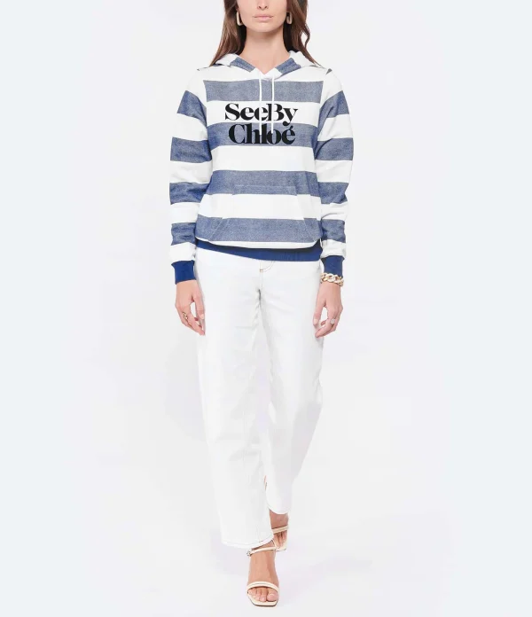 SEE BY CHLOE Sweatshirt Rayures Coton Bleu 5