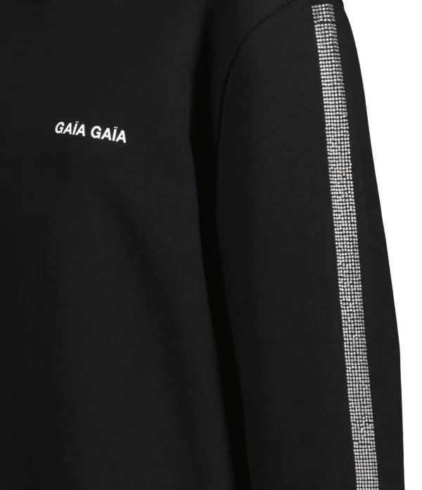 GAÏA GAÏA Sweatshirt Oversized Crystal Coton Noir Strass 4