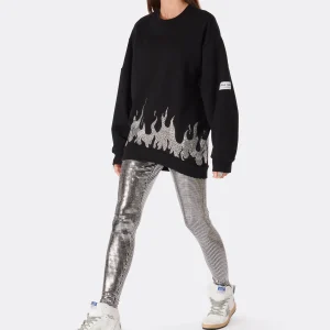 GAÏA GAÏA Sweatshirt Sanyo Oversized Puff Sleeve Coton Noir Strass 13