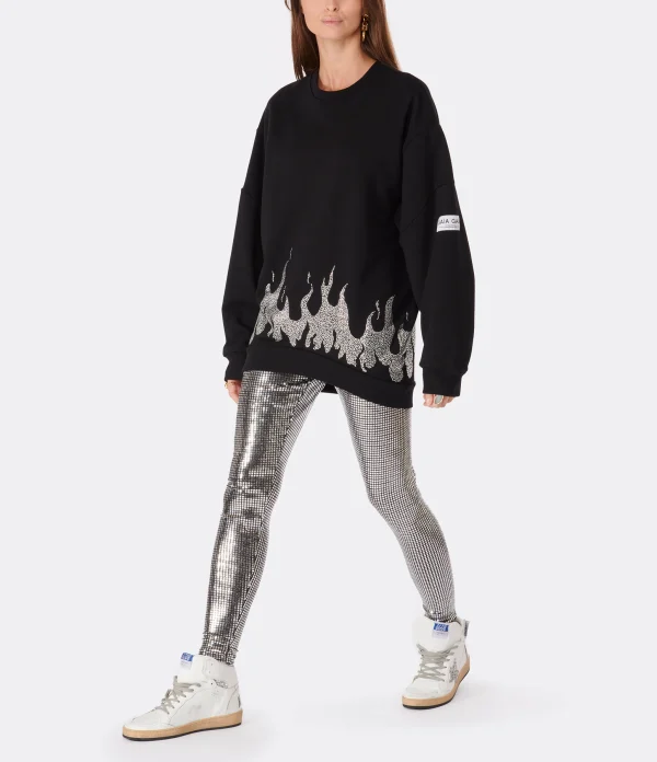 GAÏA GAÏA Sweatshirt Sanyo Oversized Puff Sleeve Coton Noir Strass 5