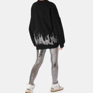 GAÏA GAÏA Sweatshirt Sanyo Oversized Puff Sleeve Coton Noir Strass 15