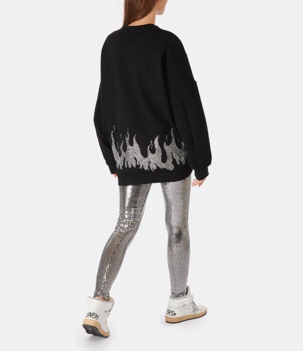 GAÏA GAÏA Sweatshirt Sanyo Oversized Puff Sleeve Coton Noir Strass 6