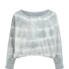 JEANNE VOULAND Sweatshirt Faly Crop Coton Tie And Dye Gris 17