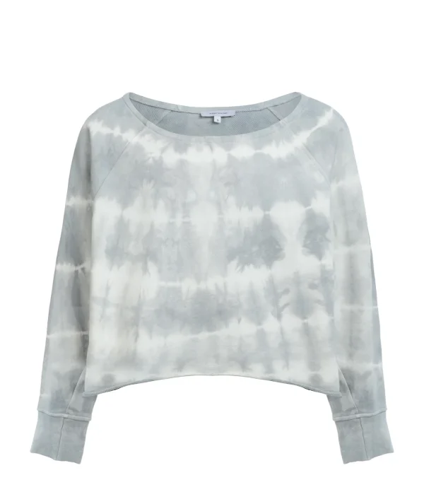 JEANNE VOULAND Sweatshirt Faly Crop Coton Tie And Dye Gris 1