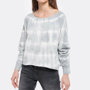 JEANNE VOULAND Sweatshirt Faly Crop Coton Tie And Dye Gris 11