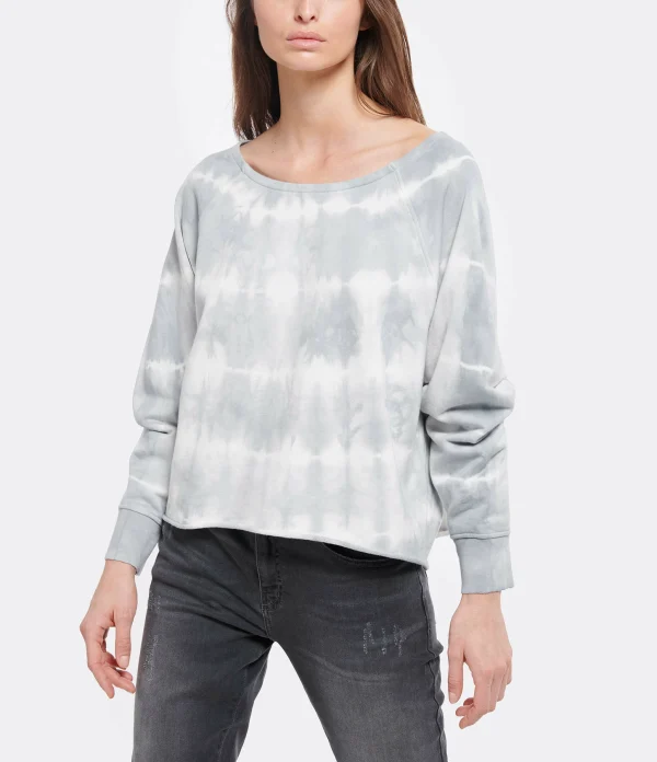 JEANNE VOULAND Sweatshirt Faly Crop Coton Tie And Dye Gris 4