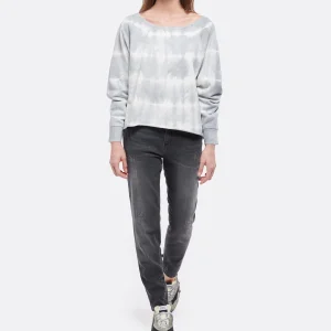 JEANNE VOULAND Sweatshirt Faly Crop Coton Tie And Dye Gris 13