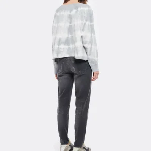 JEANNE VOULAND Sweatshirt Faly Crop Coton Tie And Dye Gris 15