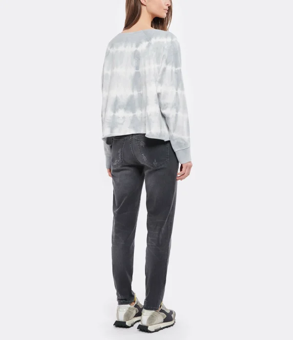 JEANNE VOULAND Sweatshirt Faly Crop Coton Tie And Dye Gris 6