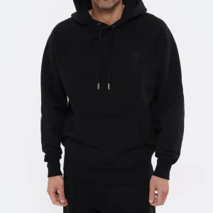 AMI PARIS Sweatshirt Hoodie Unisexe Ami De Cœur Coton Biologique Noir 17