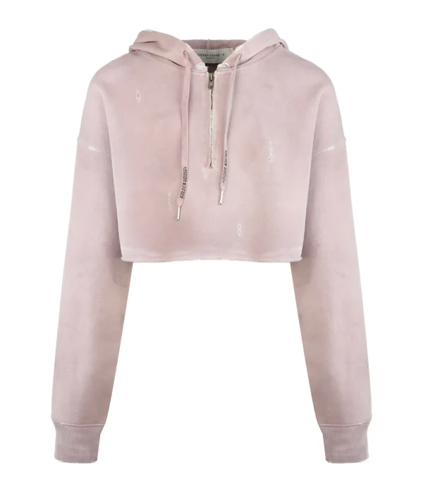 GOLDEN GOOSE Sweatshirt Crop Coton Rose 1