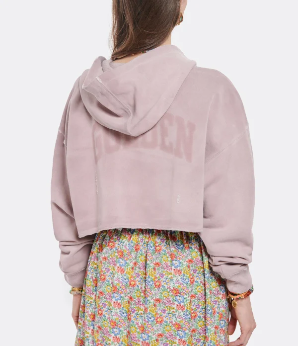 GOLDEN GOOSE Sweatshirt Crop Coton Rose 4