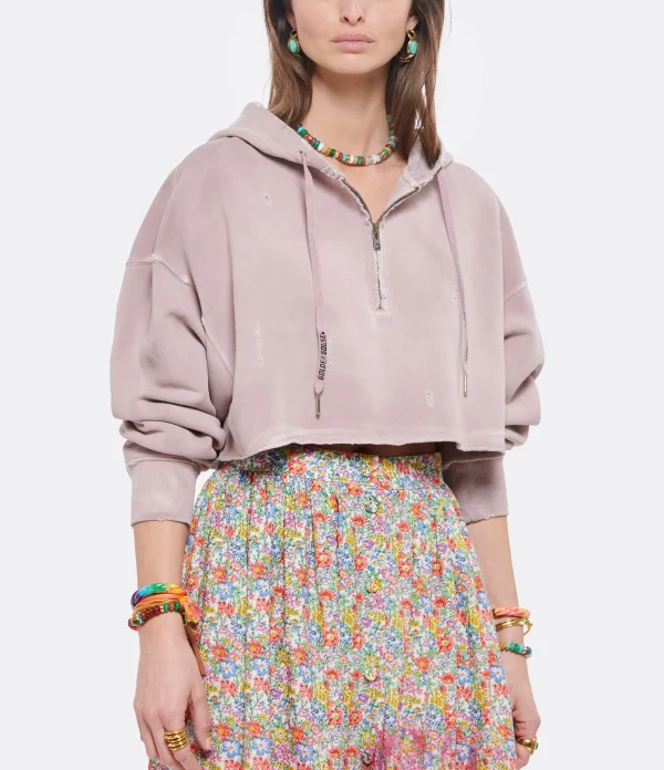 GOLDEN GOOSE Sweatshirt Crop Coton Rose 5