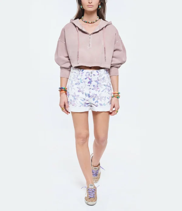 GOLDEN GOOSE Sweatshirt Crop Coton Rose 7